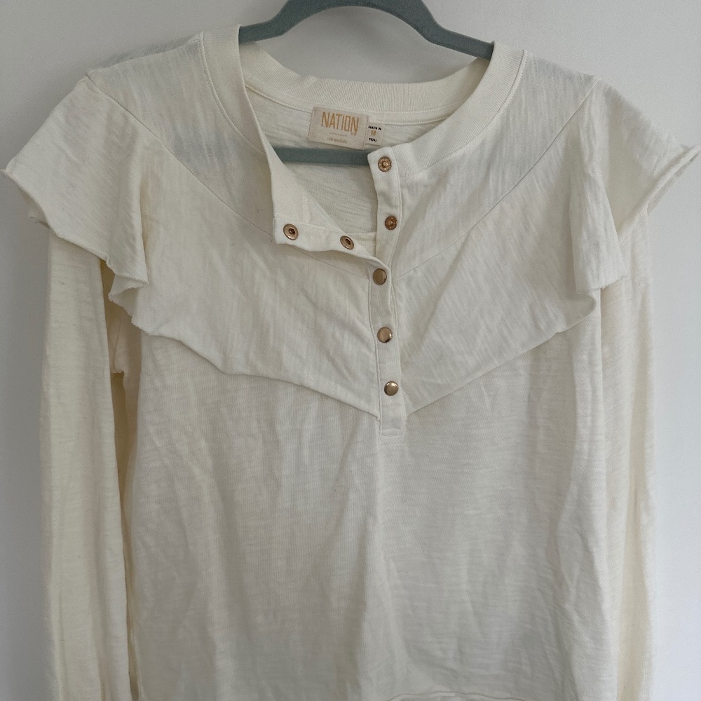 Nation LTD Cream Long Sleeve Top